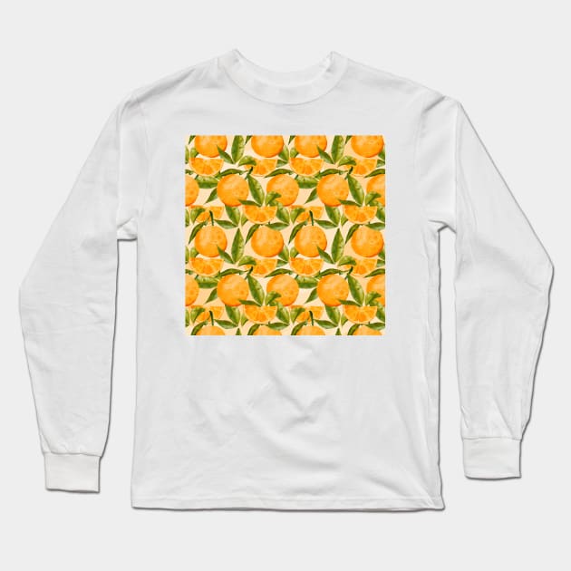 orange pattern Long Sleeve T-Shirt by MutchiDesign